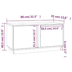 TV-benk hvit 80x35x40,5 cm heltre furu