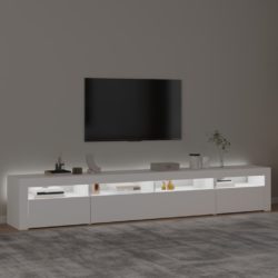 TV-benk med LED-lys hvit 240x35x40 cm