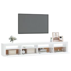 TV-benk med LED-lys hvit 240x35x40 cm