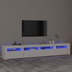 TV-benk med LED-lys hvit 240x35x40 cm