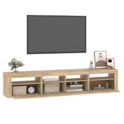 TV-benk med LED-lys sonoma eik 210x35x40 cm