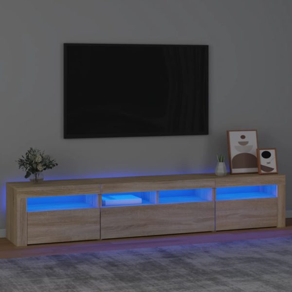 TV-benk med LED-lys sonoma eik 210x35x40 cm