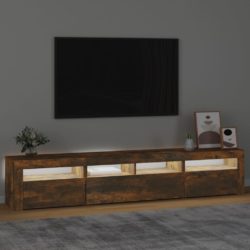 TV-benk med LED-lys røkt eik 210x35x40 cm