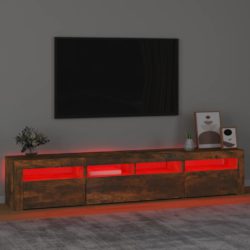 TV-benk med LED-lys røkt eik 210x35x40 cm