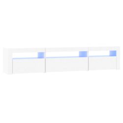 TV-benk med LED-lys hvit 195x35x40 cm