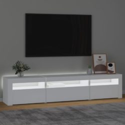 TV-benk med LED-lys hvit 195x35x40 cm