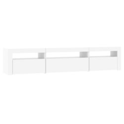 TV-benk med LED-lys hvit 195x35x40 cm