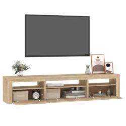 TV-benk med LED-lys sonoma eik 195x35x40 cm