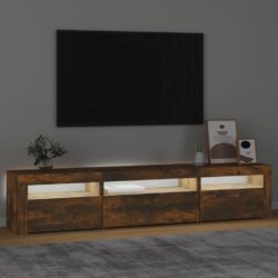 TV-benk med LED-lys røkt eik 195 x 35 x 40 cm