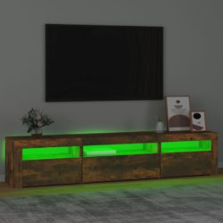 TV-benk med LED-lys røkt eik 195 x 35 x 40 cm