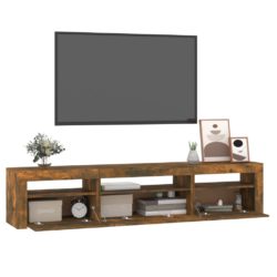 TV-benk med LED-lys røkt eik 195 x 35 x 40 cm