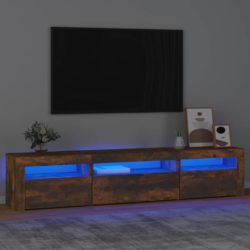 TV-benk med LED-lys røkt eik 195 x 35 x 40 cm