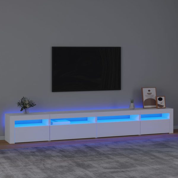 TV-benk med LED-lys hvit 270x35x40 cm