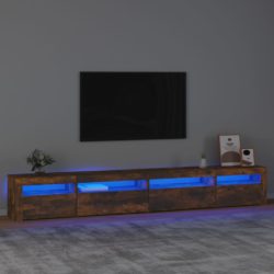 TV-benk med LED-lys røkt eik 270x35x40 cm