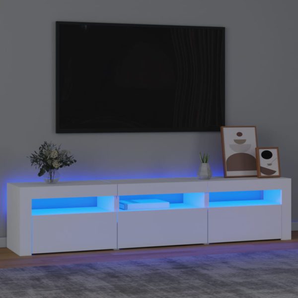 TV-benk med LED-lys hvit 180x35x40 cm