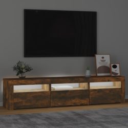 TV-benk med LED-lys røkt eik180x35x40 cm