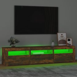 TV-benk med LED-lys røkt eik180x35x40 cm