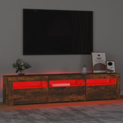 TV-benk med LED-lys røkt eik180x35x40 cm