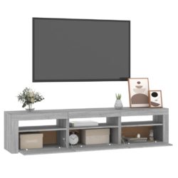 TV-benk med LED-lys grå sonoma 180x35x40 cm