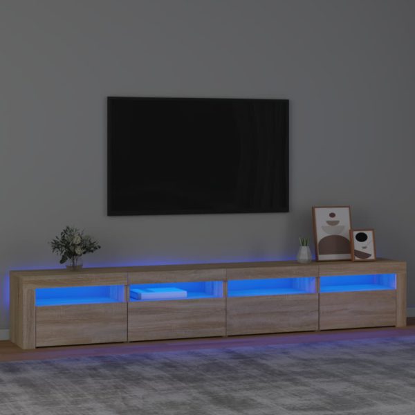 TV-benk med LED-lys sonoma eik 240x35x40 cm