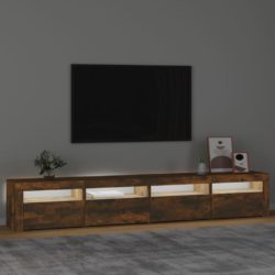 TV-benk med LED-lys røkt eik 240x35x40 cm