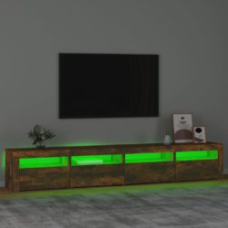 TV-benk med LED-lys røkt eik 240x35x40 cm