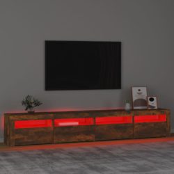 TV-benk med LED-lys røkt eik 240x35x40 cm