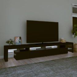 TV-benk med LED-lys svart 260×36,5×40 cm