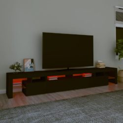 TV-benk med LED-lys svart 260×36,5×40 cm