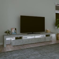 TV-benk med LED-lys betonggrå 260×36,5×40 cm