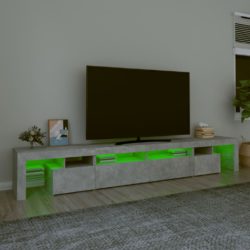 TV-benk med LED-lys betonggrå 260×36,5×40 cm