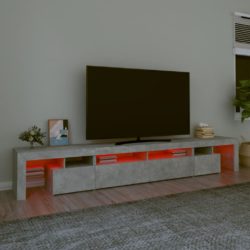 TV-benk med LED-lys betonggrå 260×36,5×40 cm