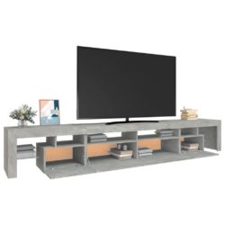 TV-benk med LED-lys betonggrå 260×36,5×40 cm