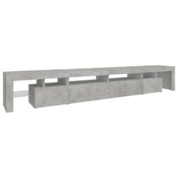 TV-benk med LED-lys betonggrå 260×36,5×40 cm