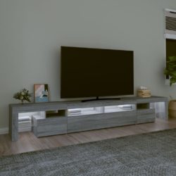 TV-benk med LED-lys grå sonoma 260×36,5×40 cm