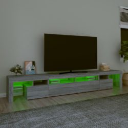 TV-benk med LED-lys grå sonoma 260×36,5×40 cm