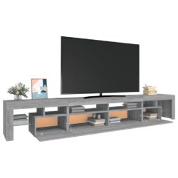 TV-benk med LED-lys grå sonoma 260×36,5×40 cm