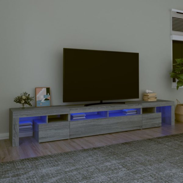 TV-benk med LED-lys grå sonoma 260×36,5×40 cm