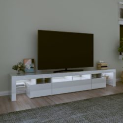 TV-benk med LED-lys høyglans hvit 230×36,5×40 cm