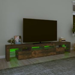 TV-benk med LED-lys røkt eik 230×36,5×40 cm