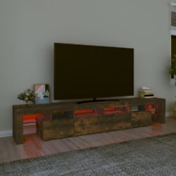 TV-benk med LED-lys røkt eik 230×36,5×40 cm