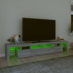 TV-benk med LED-lys grå sonoma 230×36,5×40 cm