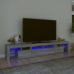 TV-benk med LED-lys grå sonoma 230×36,5×40 cm