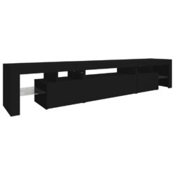 TV-benk med LED-lys svart 215×36,5×40 cm