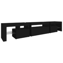 TV-benk med LED-lys svart 215×36,5×40 cm