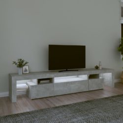 TV-benk med LED-lys betonggrå 215×36,5×40 cm