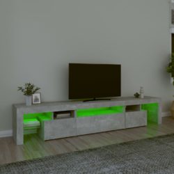 TV-benk med LED-lys betonggrå 215×36,5×40 cm