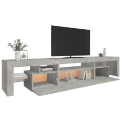 TV-benk med LED-lys betonggrå 215×36,5×40 cm