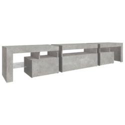 TV-benk med LED-lys betonggrå 215×36,5×40 cm