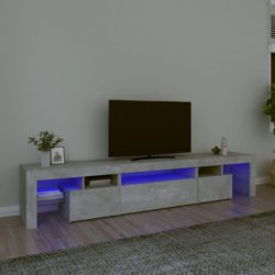 TV-benk med LED-lys betonggrå 215×36,5×40 cm